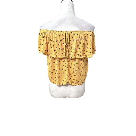 Hollister Womens Blouse Multicolor Floral Short Sleeve Keyhole Neck Tie Ruffle S - Picture 4 of 9